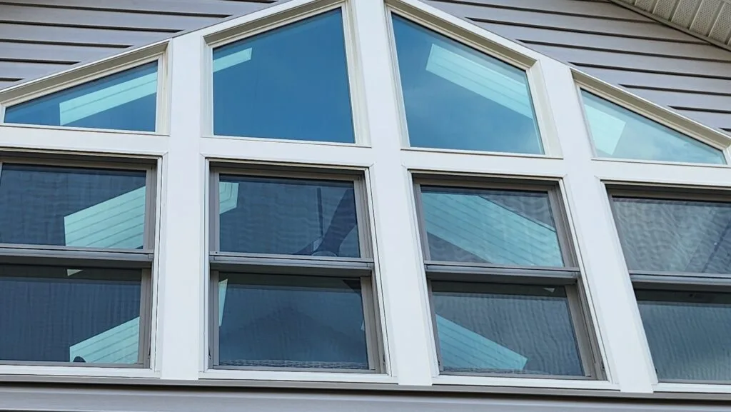 Big window with skylights showing thru it